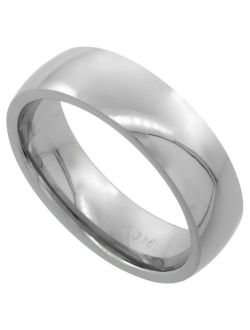 Surgical Steel Plain Wedding Band/Thumb Ring 6mm Domed Comfort-Fit High Polish, Sizes 5-12