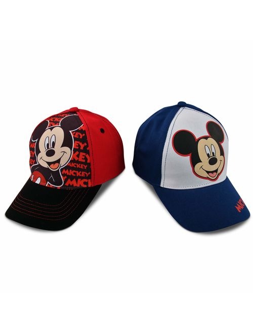 Kids Baseball Cap for Boys Ages 2-7, Mickey Mouse, Pack of 2, Little Kids and Toddler Baseball Hat
