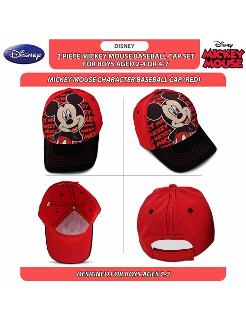 Kids Baseball Cap for Boys Ages 2-7, Mickey Mouse, Pack of 2, Little Kids and Toddler Baseball Hat