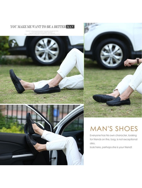 Go Tour Men's Premium Genuine Leather Casual Slip on Loafers Breathable Driving Shoes