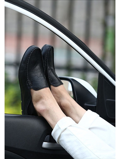Go Tour Mens Premium Genuine Leather Casual Slip on Loafers Breathable Driving Shoes Fashion Slipper