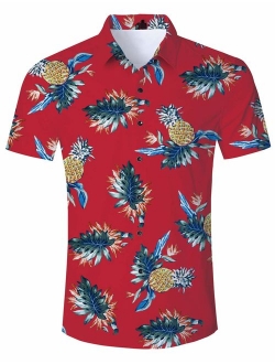 ALISISTER Hawaiian Shirt Men Tropical Button Down Dress Summer