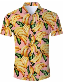 ALISISTER Hawaiian Shirt Men Tropical Button Down Dress Summer