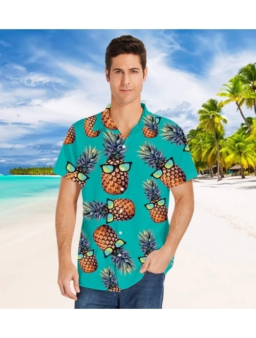 ALISISTER Hawaiian Shirt Men Tropical Button Down Dress Summer 