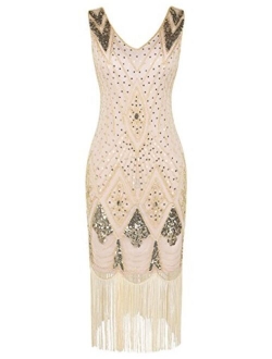 Women 1920s Gatsby Cocktail Sequin Art Deco Flapper Embellished Dress