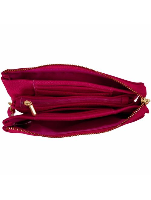 Humble Chic Vegan Leather Small Crossbody Bag or Wristlet Clutch Purse, Includes Adjustable Shoulder and Wrist Straps