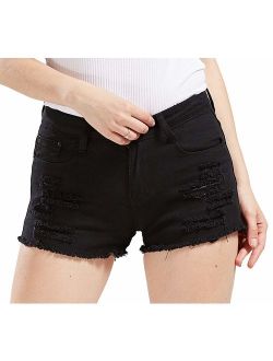 Women's Perfectly Fit 5-Pockets Ripped Denim Jean Shorts
