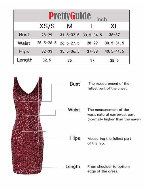 PrettyGuide Women's Sexy Deep V Neck Sequin Glitter Bodycon Embellished  Stretchy Mini Party Dress