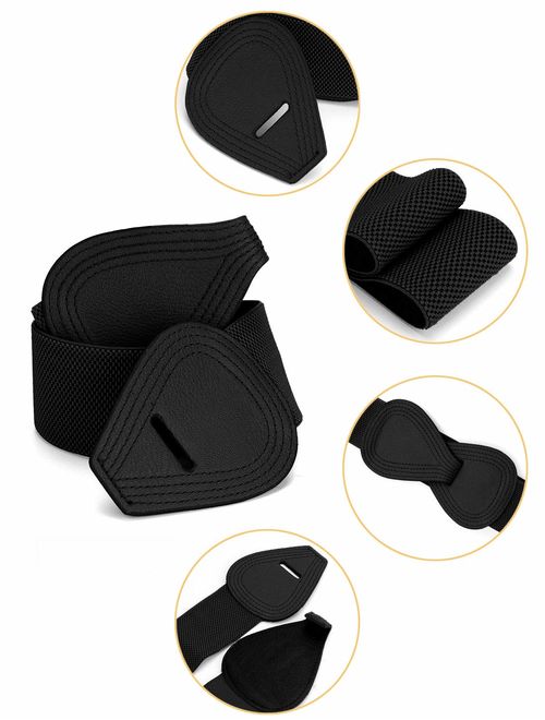 Allegra K Interlock 8-shaped Faux Leather Buckle Elastic Belt for Lady