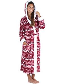 PajamaMania Women's Plush Fleece Long Bathrobe