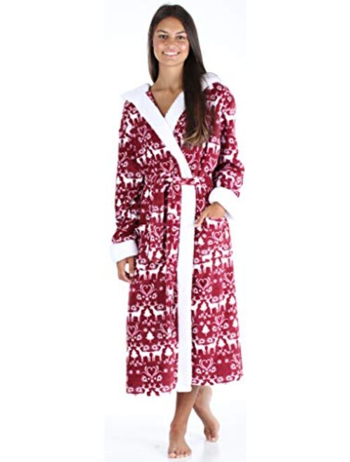 PajamaMania Women's Plush Fleece Long Bathrobe