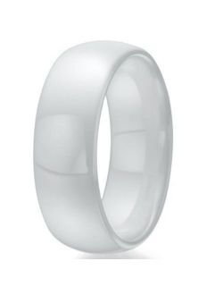 Jude Jewelers 8mm Black White Ceramic Ring Plain Wedding Band