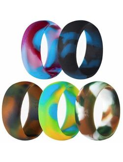 Jude Jewelers 5 Pack Size 5-15 Rubber Silicone Rings Flexible Corssift Outdoor Wedding Engagement