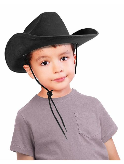 Children's Dark Brown Felt Cowboy Hat with Drawstring