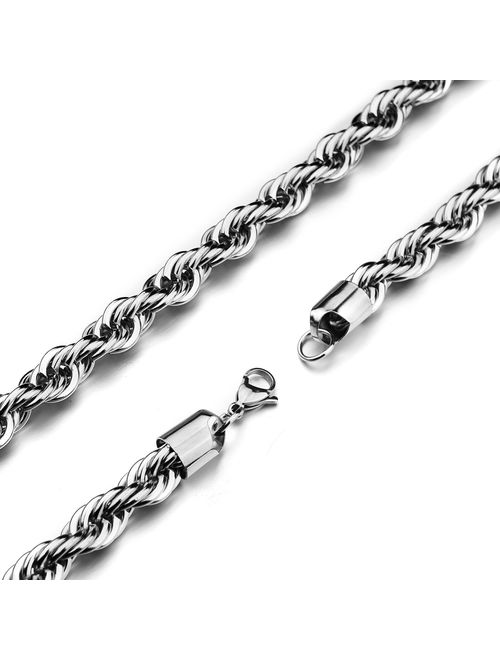 HolyFast 2-10mm Twist Chain Necklace Stainless Steel Necklace 16-38 Inches Men Women Jewellery