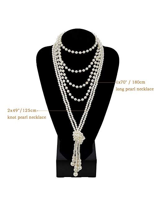 Zivyes Art Deco Jewelry 1920s Pearl Necklace Long Necklace for Women Gatsby Flapper Costume Accessories Vintage Party