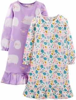 Little Girls' 2-Pack Fleece Nightgowns