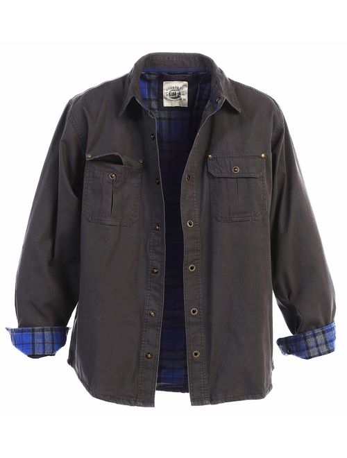 Gioberti Men's Brushed and Soft Twill Shirt Jacket with Flannel Lining