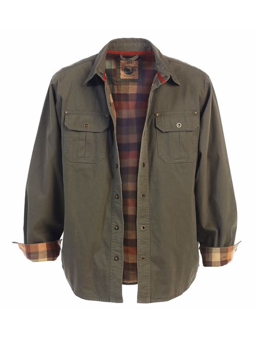 Gioberti Men's Brushed and Soft Twill Shirt Jacket with Flannel Lining