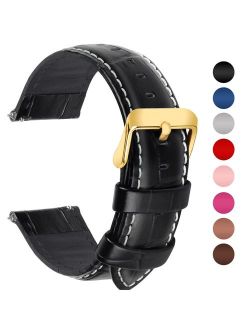 7 Colors for Quick Release Leather Watch Band, Fullmosa Bamboo Genuine Leather Replacement Watch Strap with Stainless Metal Clasp 18mm 20mm 22mm 24mm