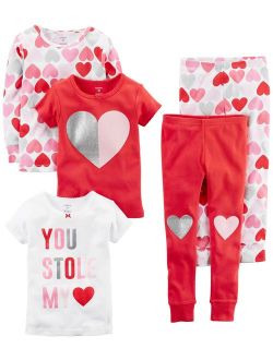 Baby-Girl 5-Piece Cotton Snug-fit Pajamas