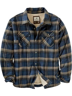 Mens Deer Camp Fleece Lined Flannel Shirt Jacket