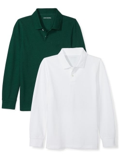 Boys' 2-Pack Long-Sleeve Pique Polo Shirt