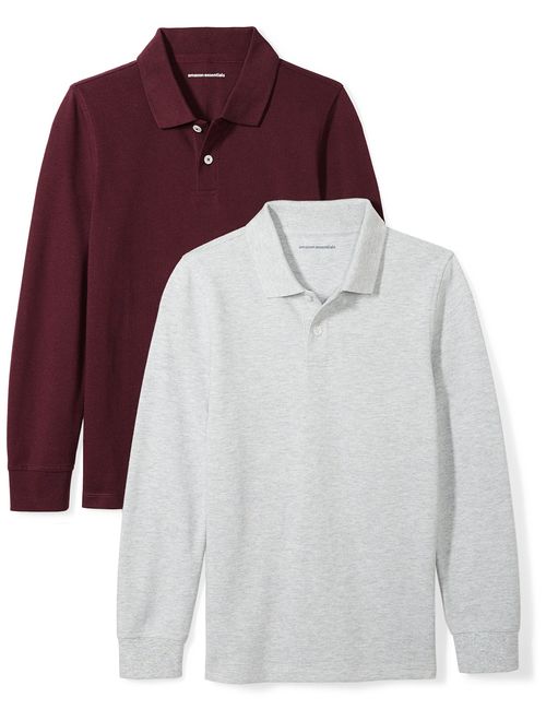 Amazon Essentials Boys' 2-Pack Long-Sleeve Pique Polo Shirt