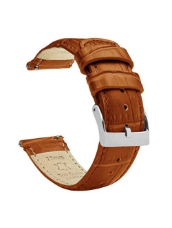 Watch Bands - Alligator Grain Leather - Quick Release Leather Watch Bands - Choose Color, Length & Width - 16mm, 18mm, 19mm, 20mm, 21mm, 22mm, 23mm, or 24mm Standa