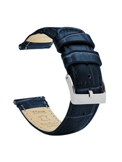 Watch Bands - Alligator Grain Leather - Quick Release Leather Watch Bands - Choose Color, Length & Width - 16mm, 18mm, 19mm, 20mm, 21mm, 22mm, 23mm, or 24mm Standa