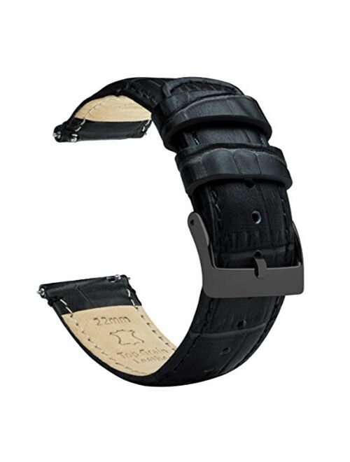 BARTON Watch Bands - Alligator Grain Leather - Quick Release Leather Watch Bands - Choose Color, Length & Width - 16mm, 18mm, 19mm, 20mm, 21mm, 22mm, 23mm, or 24mm Standa
