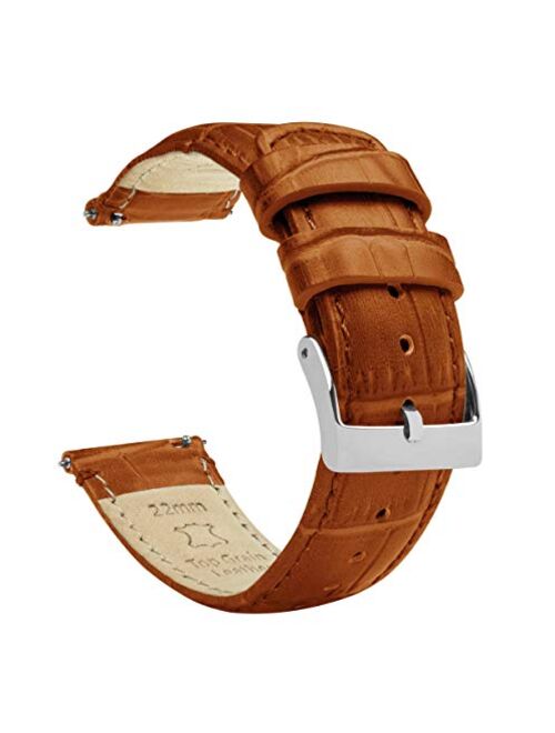 BARTON Watch Bands - Alligator Grain Leather - Quick Release Leather Watch Bands - Choose Color, Length & Width - 16mm, 18mm, 19mm, 20mm, 21mm, 22mm, 23mm, or 24mm Standa