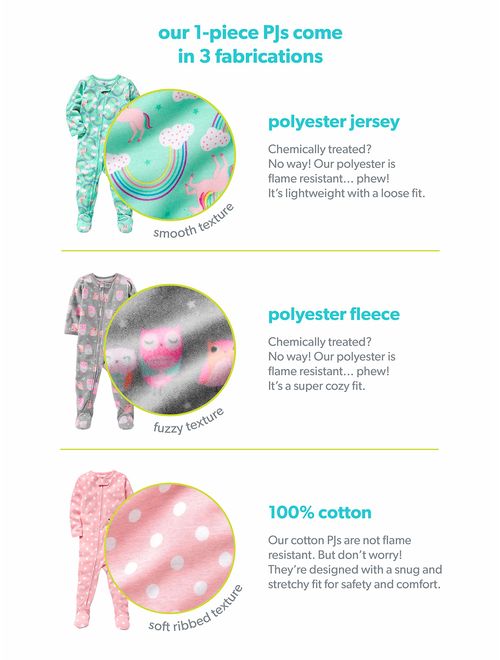 Simple Joys by Carters Baby and Toddler Girls 3-Pack Loose Fit Fleece Footless Pajamas
