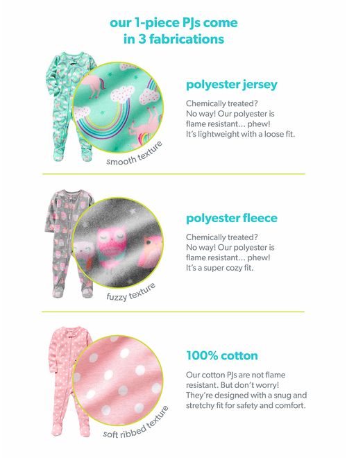 Simple Joys by Carter's Baby and Toddler Girls' 3-Pack Loose Fit Fleece Footless Pajamas