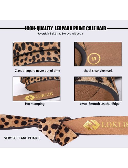 Womens Leopard Print Leather Belt for Jeans Belt with Alloy Buckle by LOKLIK