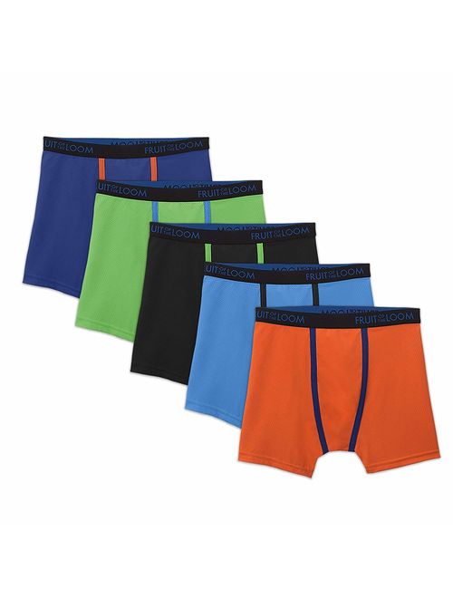 Fruit of the Loom Boys 5 Pack Breathable Boxer Brief Underwear (Medium (10-12), Micro/Mesh Assorted)