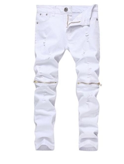 Fredd Marshall Boy's Slim Fit Skinny Ripped Jeans Distressed Zipper Jeans Pants with Holes