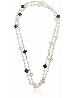 Fashion Jewelry Bridal and Chic Long Imitation Pearl Clover Strand Necklace