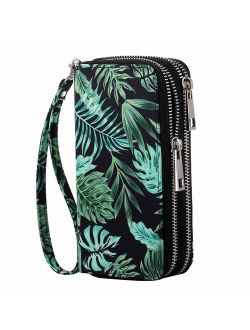 HAWEE Cellphone Wallet for Women Dual Zipper Long Purse with Removable Wristlet
