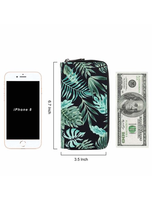 HAWEE Cellphone Wallet for Women Dual Zipper Long Purse with Removable Wristlet