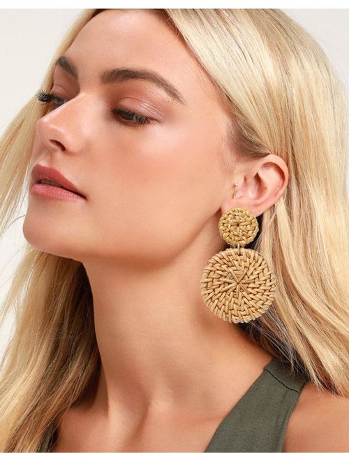 Buy BSJELL Rattan Hoop Earrings Woven Handmade Straw Circle Drop Earrings  Hammered Disc Stud Wicker Bohemian Lightweight Earrings for Women online |  Topofstyle
