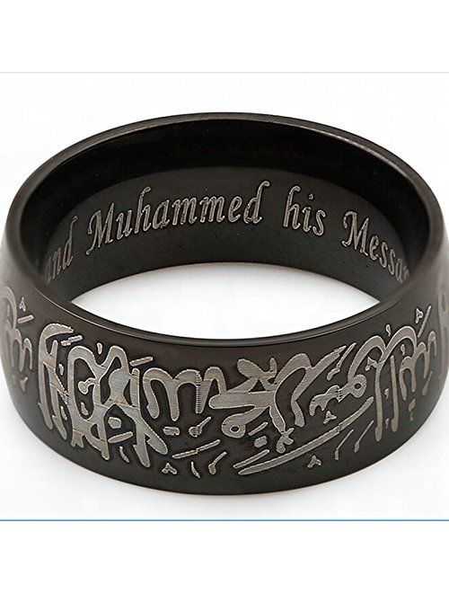 Jude Jewelers 8mm Black Stainless Steel Islamic Muslim Shahada Ring