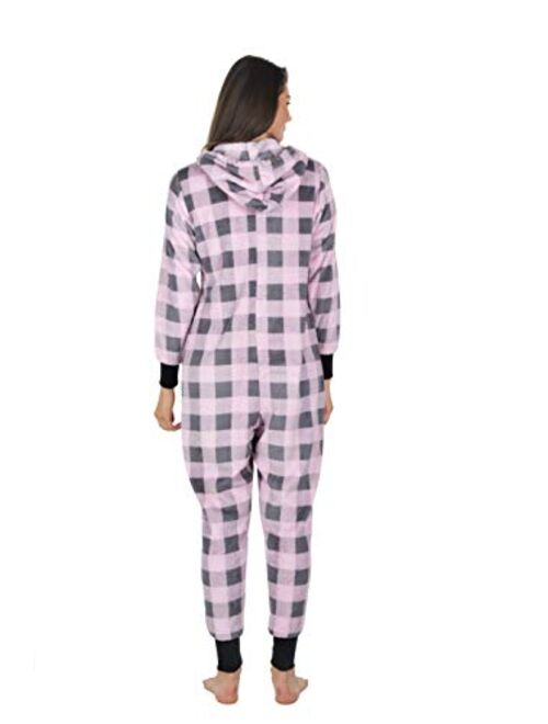 Totally Pink Womens Warm and Cozy Plush Adult Onesies for Women One Piece Novelty Pajamas 
