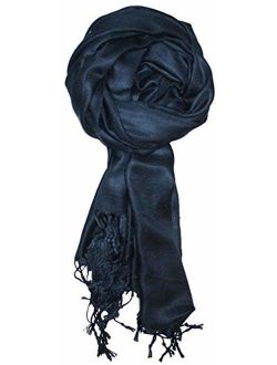 LibbySue-A Luxurious Pashmina Scarf in Beautiful Solid Colors (Navy Blue)