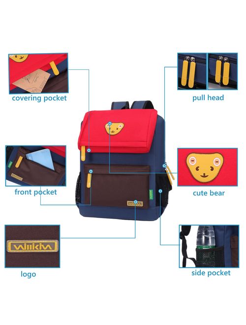 Willikiva Cute Bear Kids School Backpack for Children Elementary School Bags Book Bags