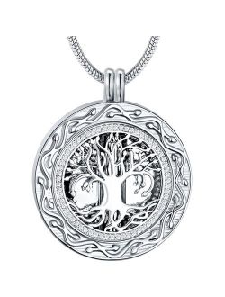 Ado Glo Memorial Gift, Always in My Heart with 1 or 2 Vials Urn Locket Pendant Necklace, Tree of Life Cremation Jewelry for Ashes, Keepsake for Dad Sister Grandma Aunt Wi