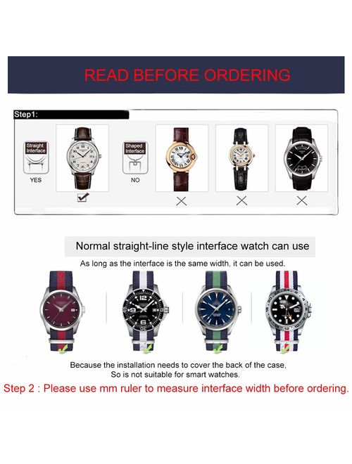 Carty NATO Strap 6 Packs 18mm 20mm 22mm Watch Band Nylon Replacement Watch Straps for Men Women