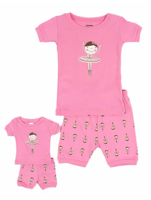Leveret Shorts Kids & Toddler Pajamas Matching Doll & Girls Pajamas 100% Cotton Owl Pjs Set (2-10 Years) Fits American Girl