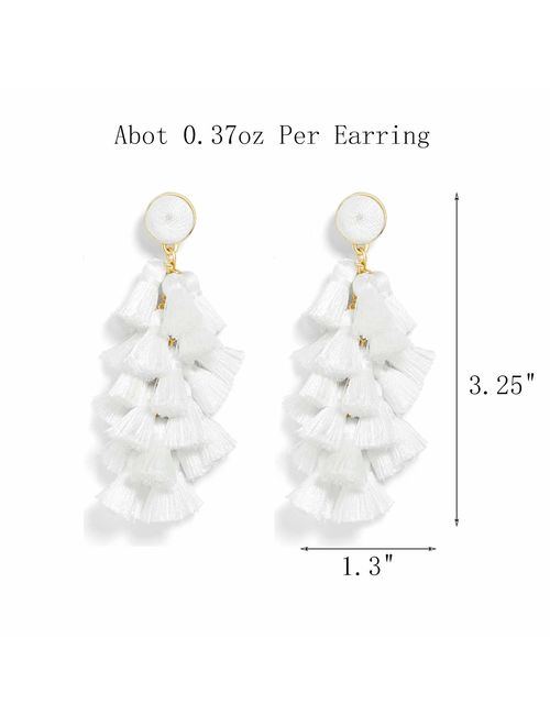 Tassel Earrings Fringe Drop Long Dangling Tiered Thread Earrings