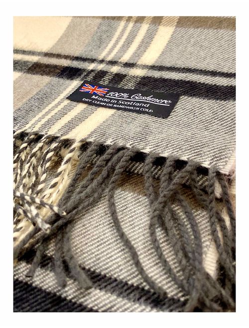 2 PLY 100% Cashmere Scarf Elegant Collection Made in Scotland Wool Solid Plaid